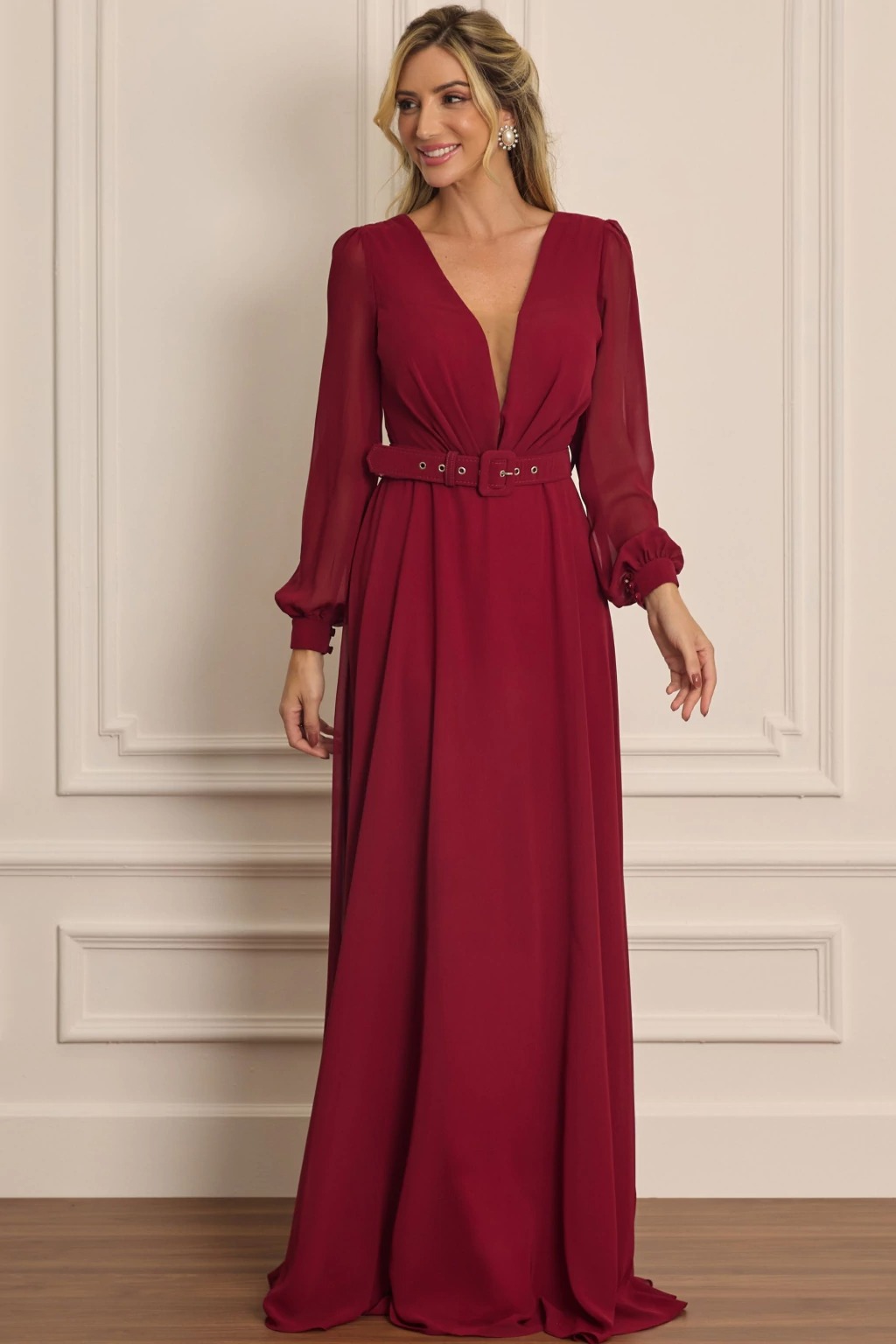 Vestido manga longa