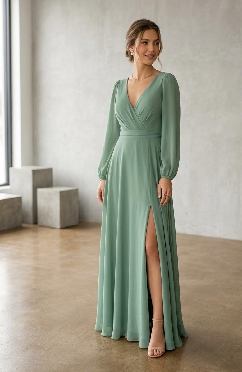 Vestido manga longa